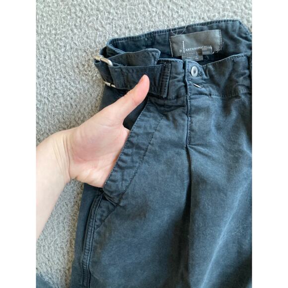 Anthropologie Pants 27P Crop Button Fly Gray Straight Leg Pleated Retro 80s 27 - Picture 3 of 16